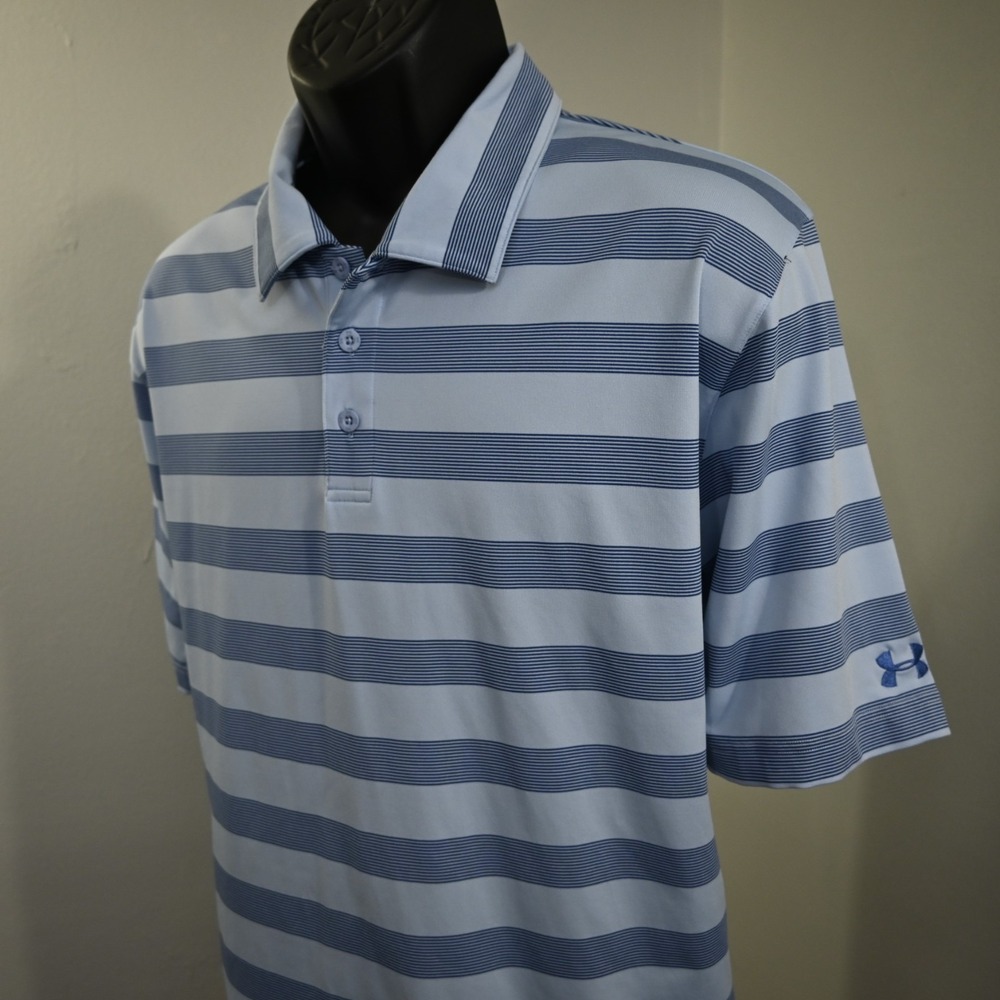 Under Armour Golf Polo Men 2XL XXL Blue Performance Stretch Short Sleeve Wicking
